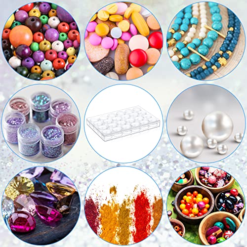 Image of Xinnun 4 Pcs Bead Organizer Transparent diamond art storage with Lid Plastic Embroidery Bead Storage Containers for DIY Crafts Jewelry Earring Sewing Pills Nail Small Items, Clear (24 Grids)