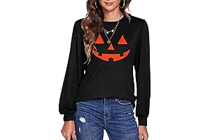 Graceful Pumpkin Blend Women's Long Sleeve Loose Casual Workout O Neck Top