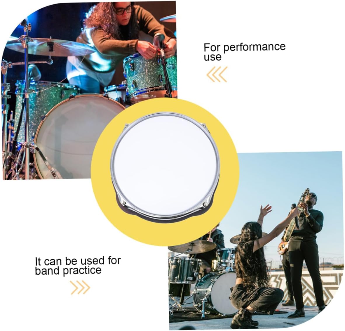 1pc Dumb Drum Practice Pad Simulation Snare Drum Trainer for Quiet Drumming for Beginners and Practice Sessions Creative Musical Instrument Accessory White