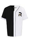 Two Tone Baseball Jersey T-Shirt, czarny i biały, L