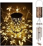 Coupé solaire Dragonflys Lanterne Wind Chime Lumière décorative, Iron Art Dragonflis Lantern Wind Chimes, Un Portable LED Cadeau de lumière décoratif d'extérieur pour les amis.