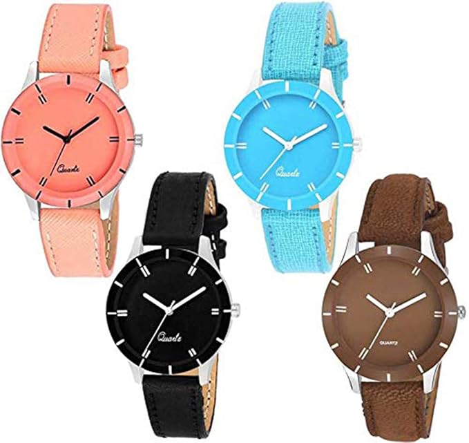 Acnos 4 Multi-Colored Analogue Watch for Women Pack of - 4 (605-bl-org-sky-brawn)