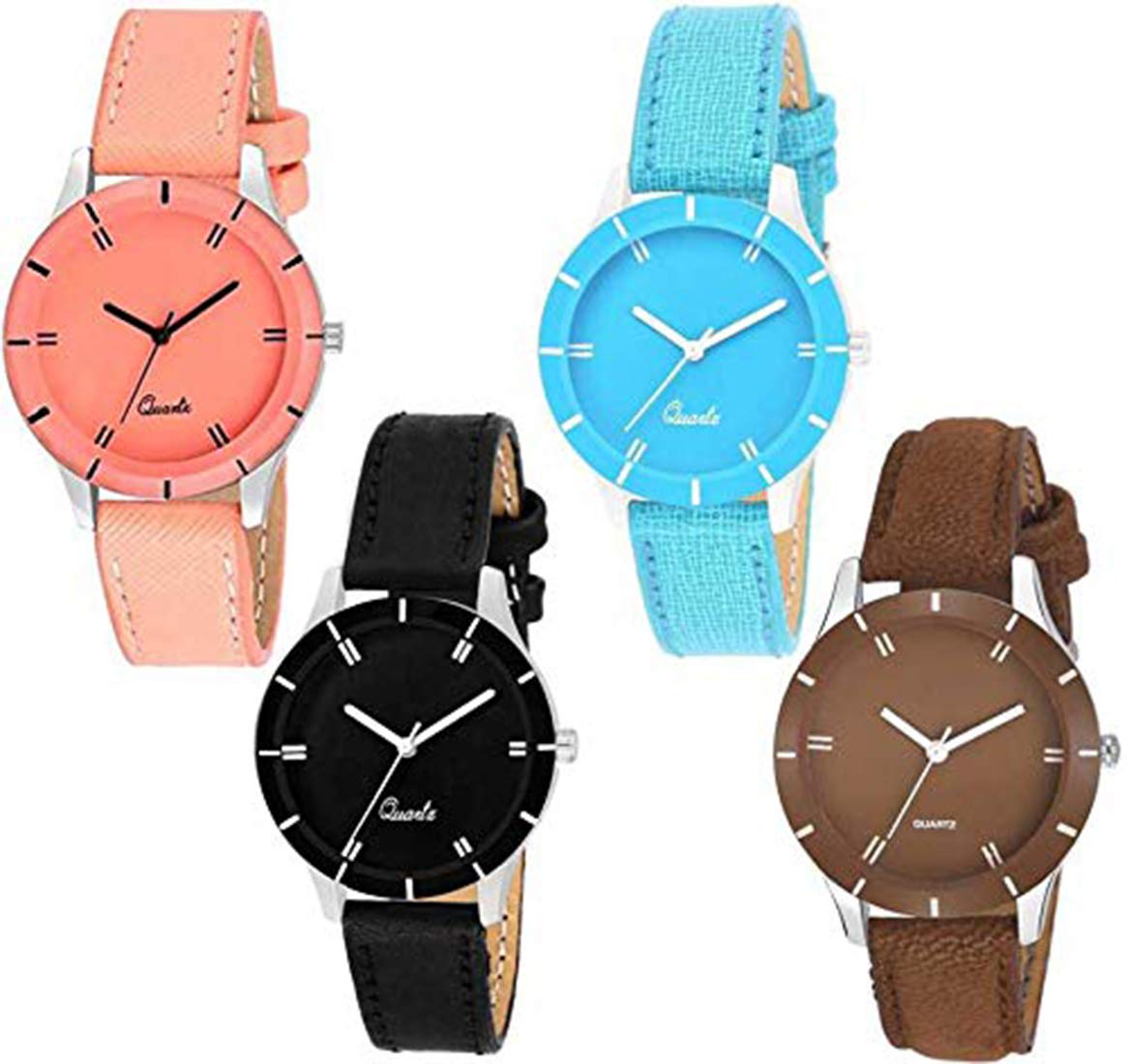 Acnos® Premium 4 Multi-Colored Analogue Watch for Women Pack of - 4 (605-bl-org-sky-brawn) (B081K6JV42) Amazon Price History, Amazon Price Tracker