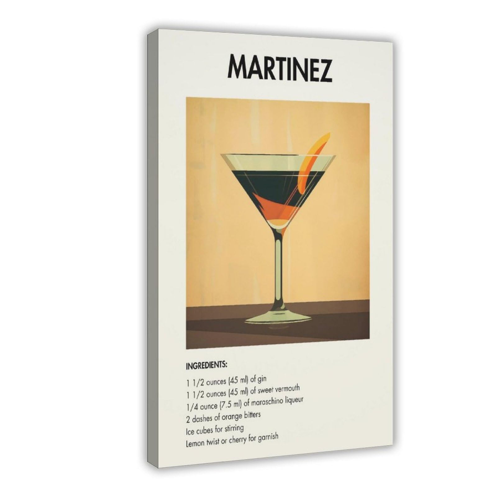 QIOTBVV Minimalist Martinez Cocktail Canvas Poster Bedroom Decor Landscape Office Room Decor Gift 24" L X 36" W
