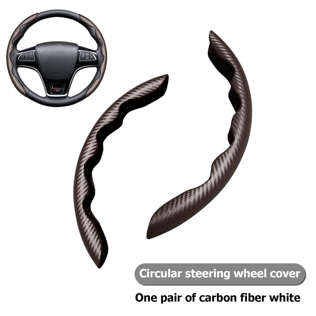 CGEAMDY Coche Segmentado Fibra Carbón Transpirable Antideslizante Protección, Cubre Volante, Funda Volante Universales Fibra de Carbono (Café), 38cm