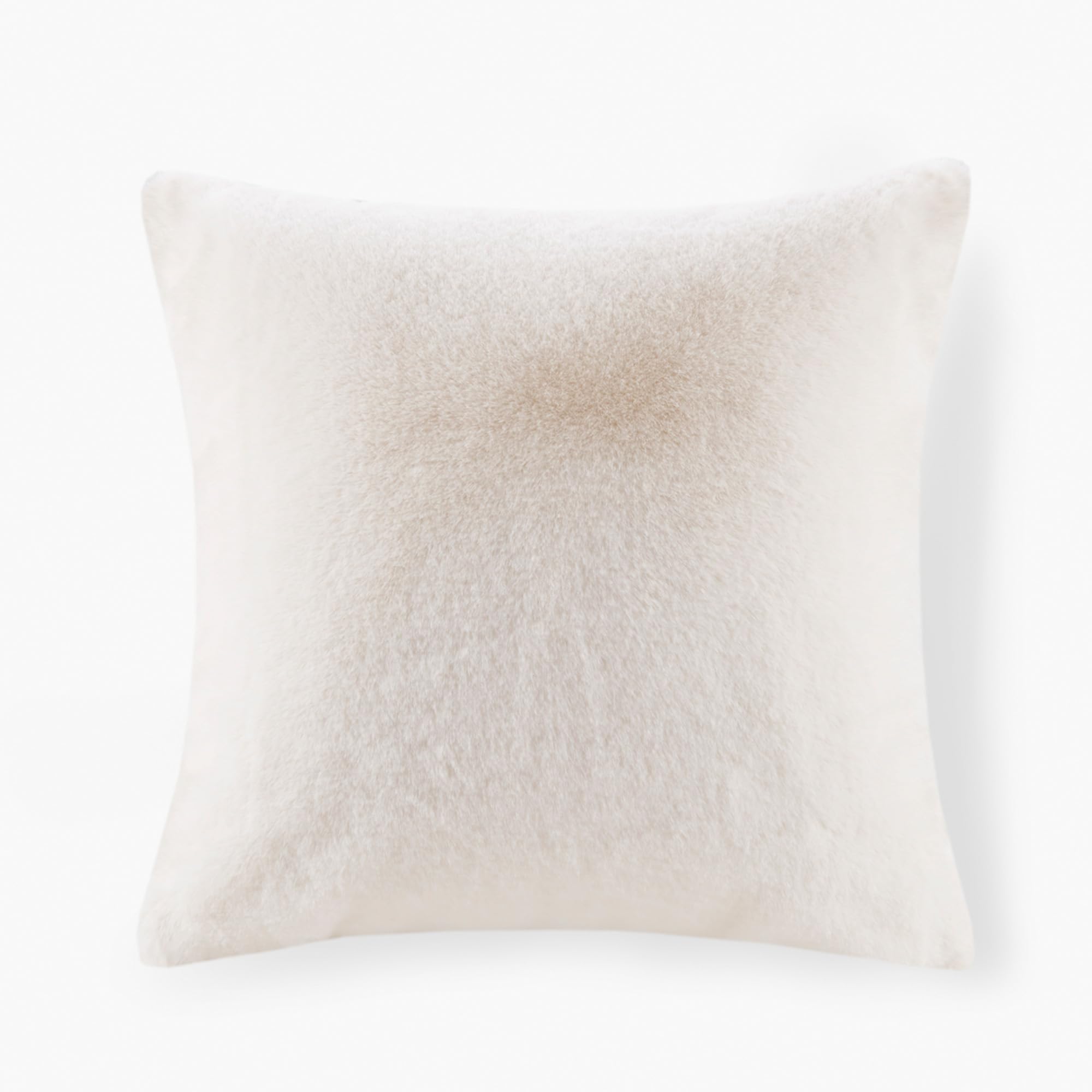 Croscill Décor Pillow, Luxurious Long Faux Fur Plush Removable Cover with Brand Insignia Zipper, All Season & Skin Friendly Poly Filling Décor Pillow Insert, Sable, Square, 20x20, Ivory