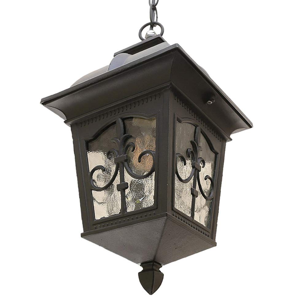 Mengjay E27 Lámparas colgantes para exteriores Negro Retro IP44 Vintage Industrial Hierro Iluminación de techo A prueba de lluvia Impermeable Pabellón Villa Loft Araña Luz exterior (J)