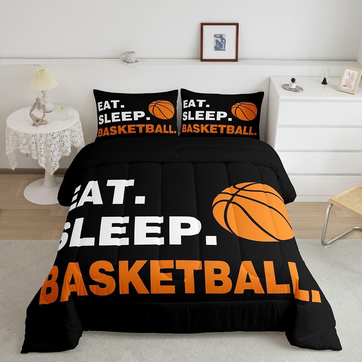 Feelyou Basketball Comforter Set Toddler 3Pcs for Kids Boys Girls Teens