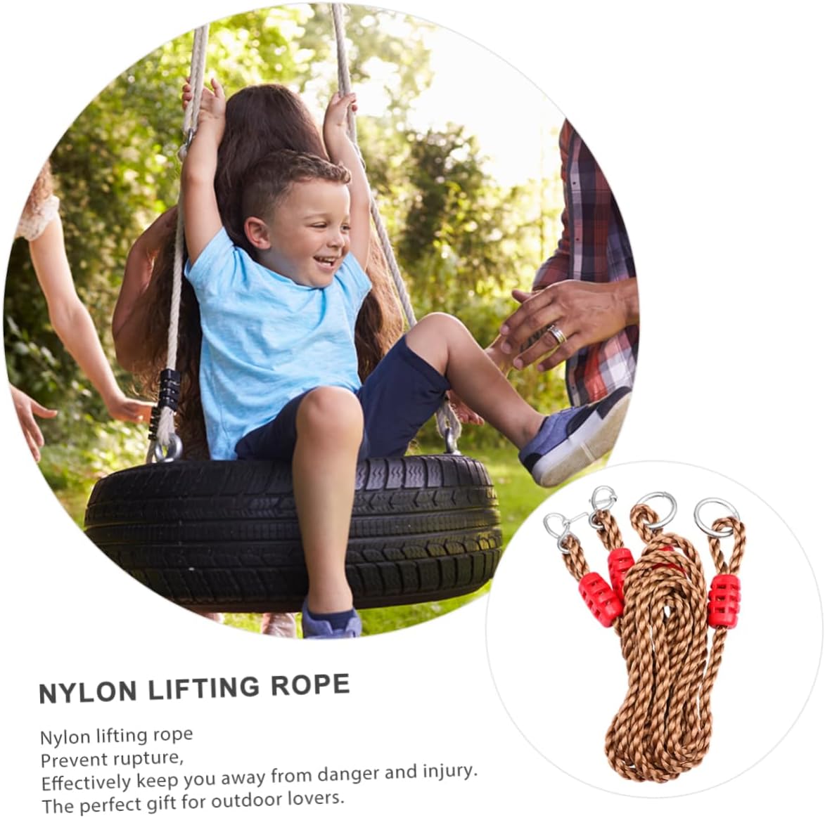 6pcs Connecting Rope for Swing Tree Rope Swing Strap Outdoor Accessory Nylon Hanging Straps Kit Random Color