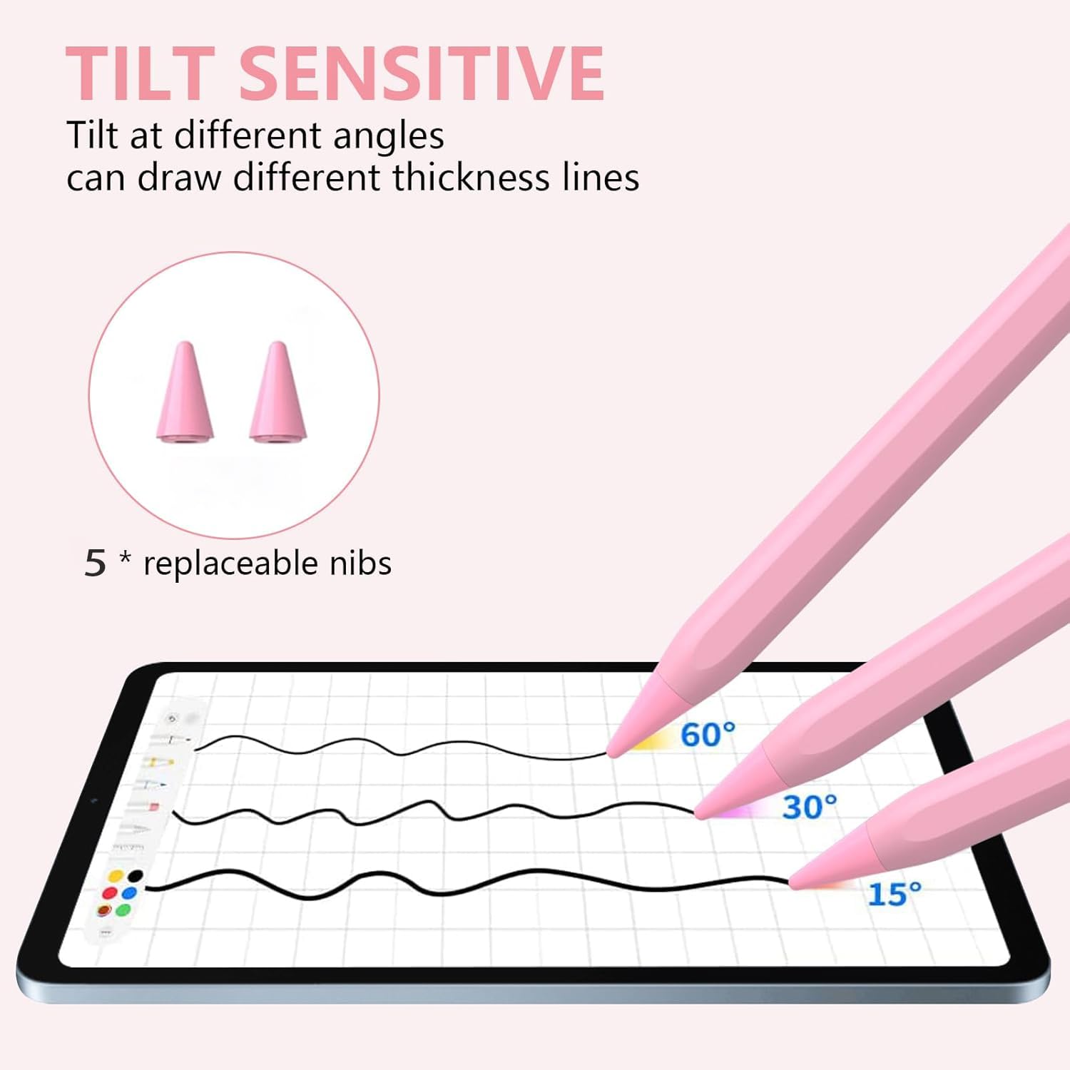 KARFUN Penna Tablet per Touch Screen Android,Compatibile con Samsung/Lenovo/Huawei/Vivo/XiaoMi Tablet,Telefono,Precisione Migliorata e Ricarica rapida Rosa