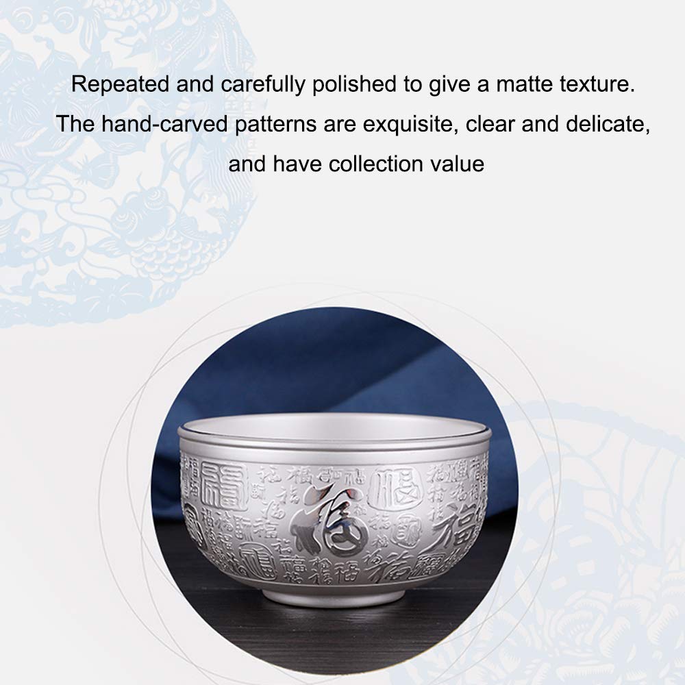 Bols à Grains en Argent Sterling, Bols à salades, Bols à Soupe, Bols de Riz, Bols de pâtes, Bols de Desserts, Bols de Fruits, Vaisselle en Argent de qualité Alimentaire,Blessing 280ML