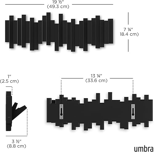 Vista 19 de Perchero de pared de barras con cinco ganchos de Umbra Espresso