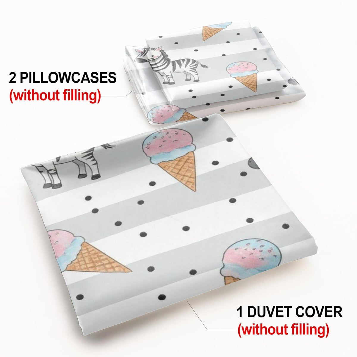 Parure de lit avec housse de couette et taies d'oreiller, motif zèbre, yoga, plage, pour lit simple, rose pour décoration de chambre d'enfant, ultra douce (style 3, lit simple 135 x 200 cm + 50 x 75