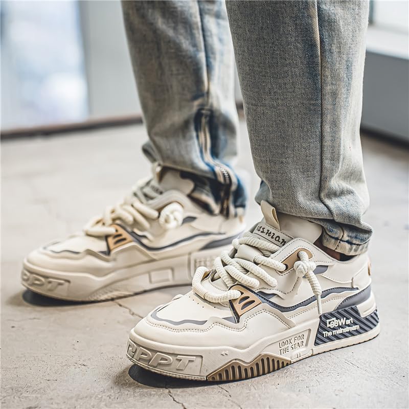 Big Size Men's Fashion Street Style Thick Soled Skateboard Shoes, Comfortable Non-Slip Durable Lace-up Sneakers, Suitable for Men's Outdoor Activities2