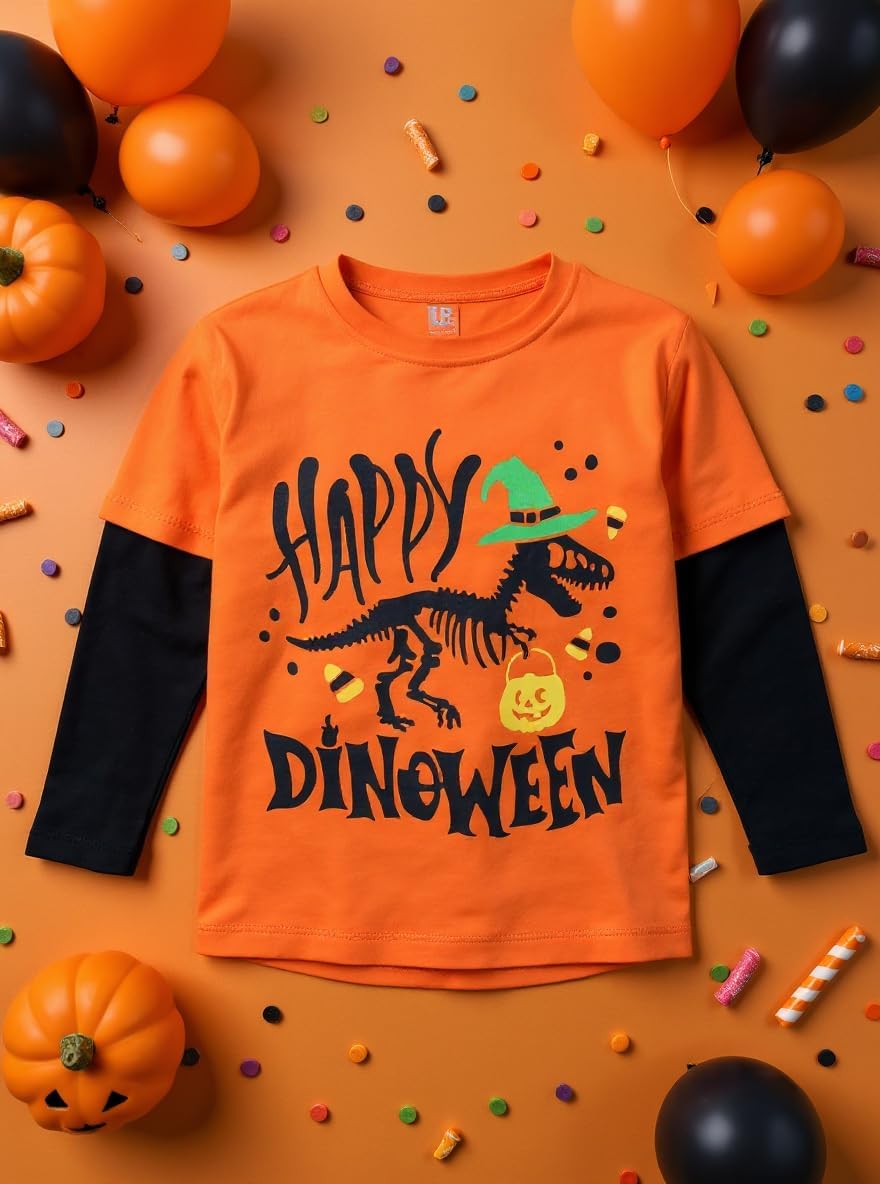 Unique Baby Boys Layered Long Sleeve Kids Toddler Graphic T Shirt