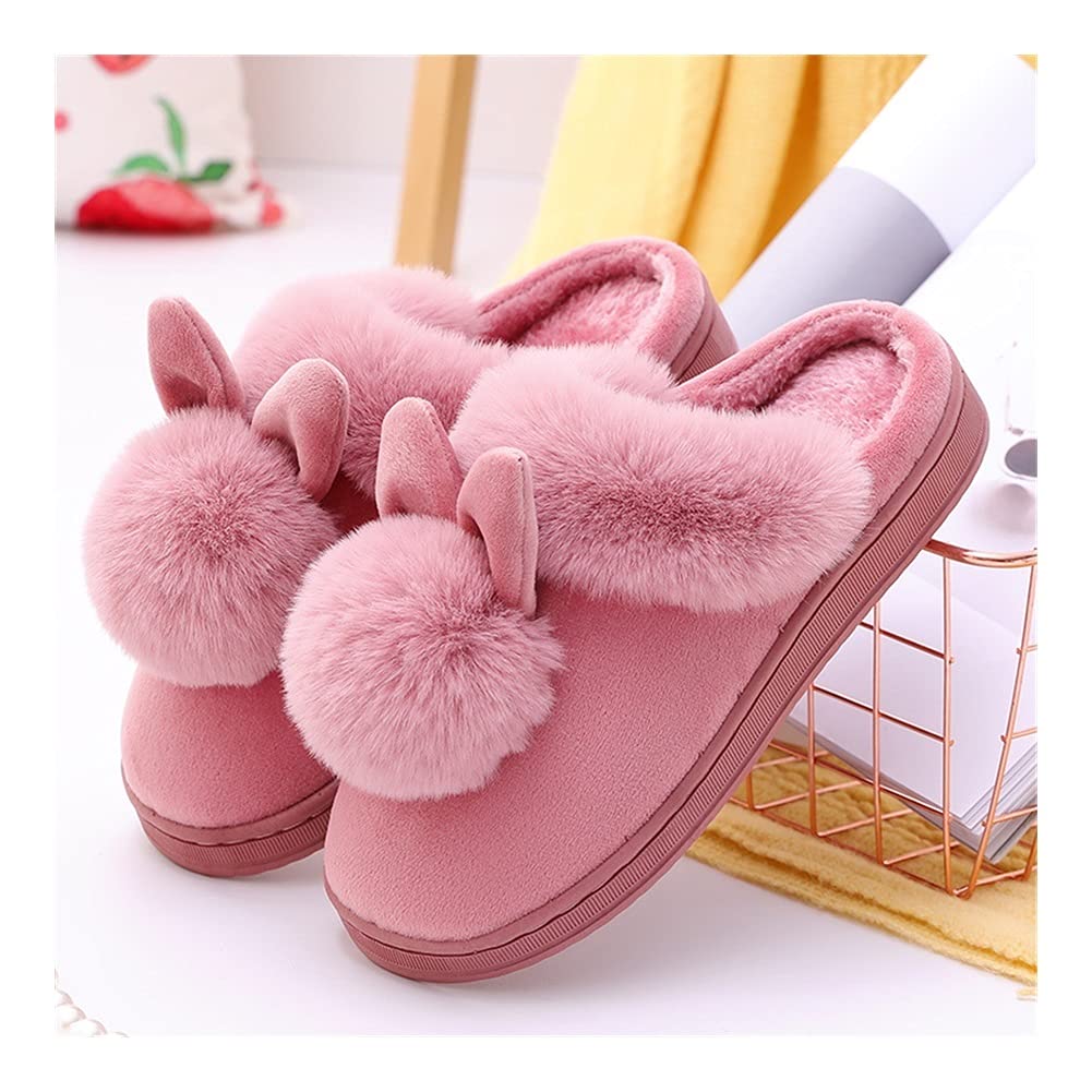 Bawełniane kapcie Jesień zima bawełniane kapcie dla hom królika do ucho domowe kapcie kryty zimowe ciepłe buty damskie ładny plus pluszowy kapcie (Color : Type2 Red, Shoe Size : 40-41)