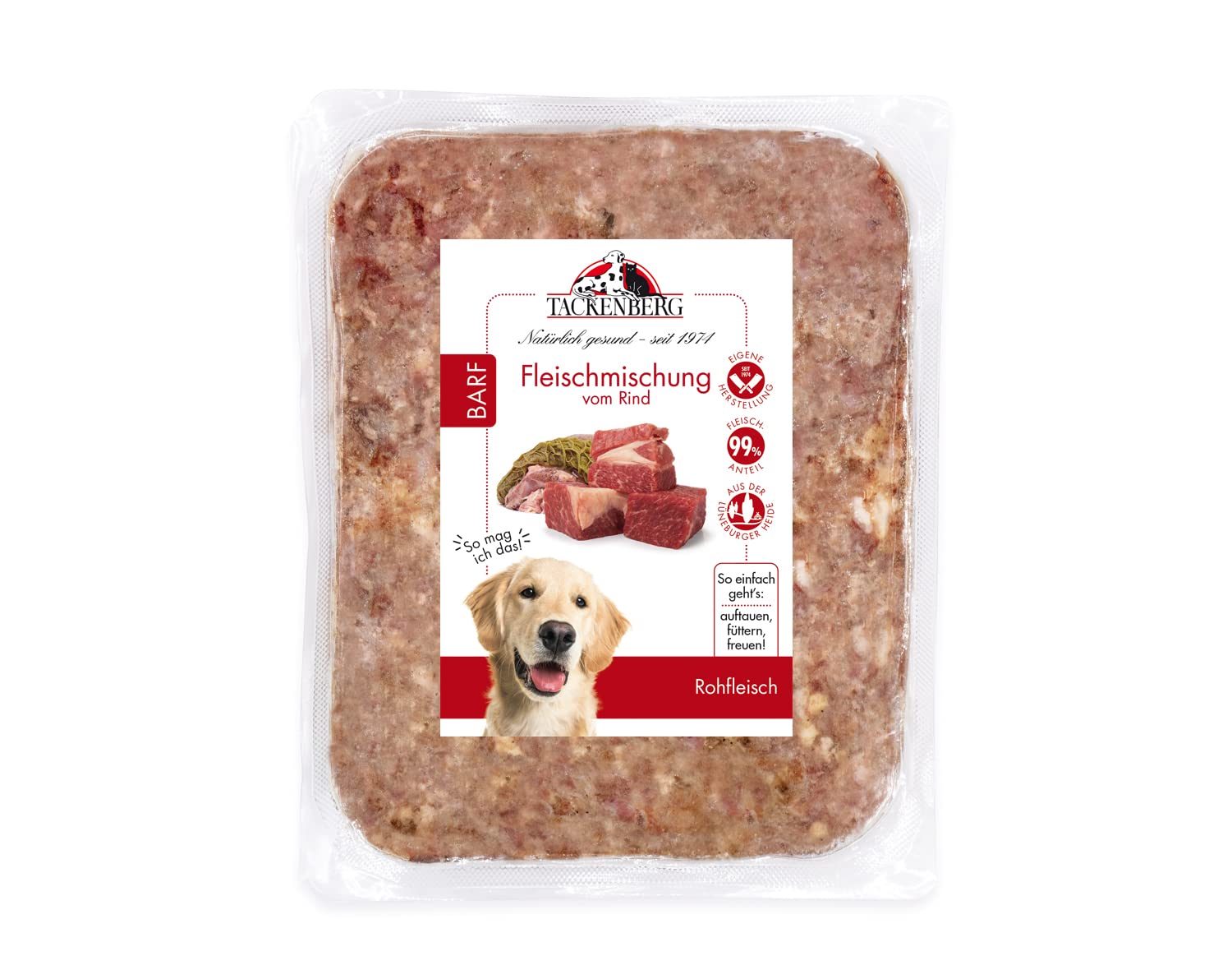 TACKENBERG Barf Rindermix-Paket für Hunde. 20kg Barf Fleisch für Hunde