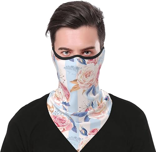 Miniatura 8 de Bufanda con estampado de rayas de flores, protección UV, pasamontañas, resistente al viento, bandana para deportes al aire libre, transpirable,