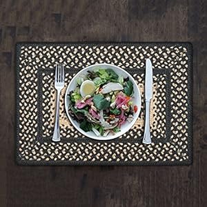 Homespice - Manchester Black & Tan Braided Placemats, Perfect Primitive Placemats Woven with Jute to Use as Dining Placemats - Easy to Clean, Absorbs Spills - Table Placemats Set of 6, 13x19 Inches Homespice Manchester Black Tan Braided Placemats Perfect Primitive Placemats Woven with Jute to Use as Dining Placemats Easy to Clean Absorbs Spills Table Placemats Set of 6 13×19 Inches