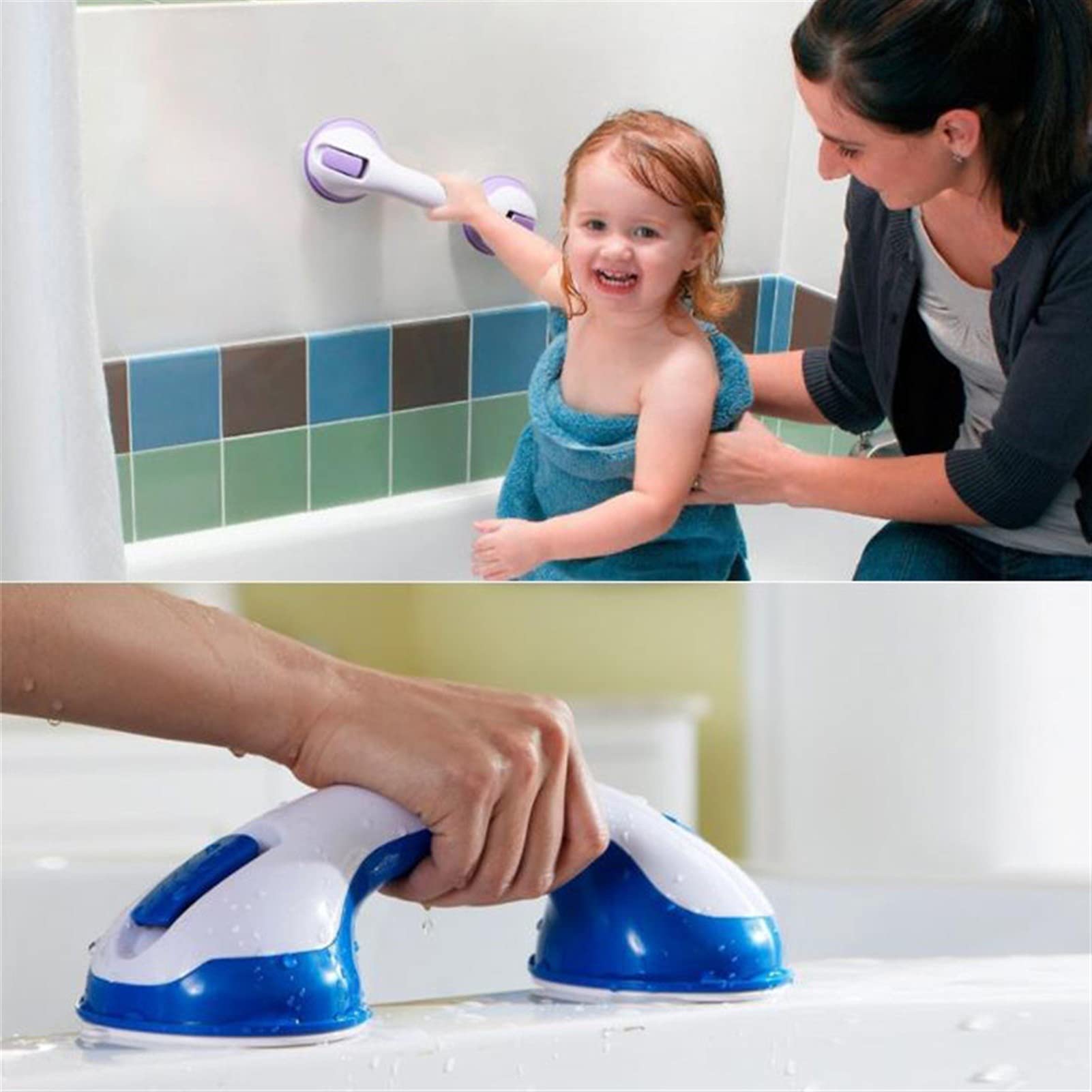 Barras de Agarre para baño, Barra de Agarre Antideslizante con Ventosa para baño Barras de Agarre para Ducha de Seguridad para Ancianos (Color : Black) (Green)