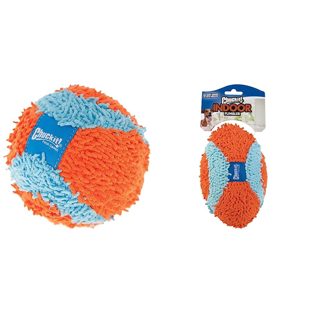 Chuckit Indoor Fetch Ball and Fumbler Dog Toys Orange and Blue