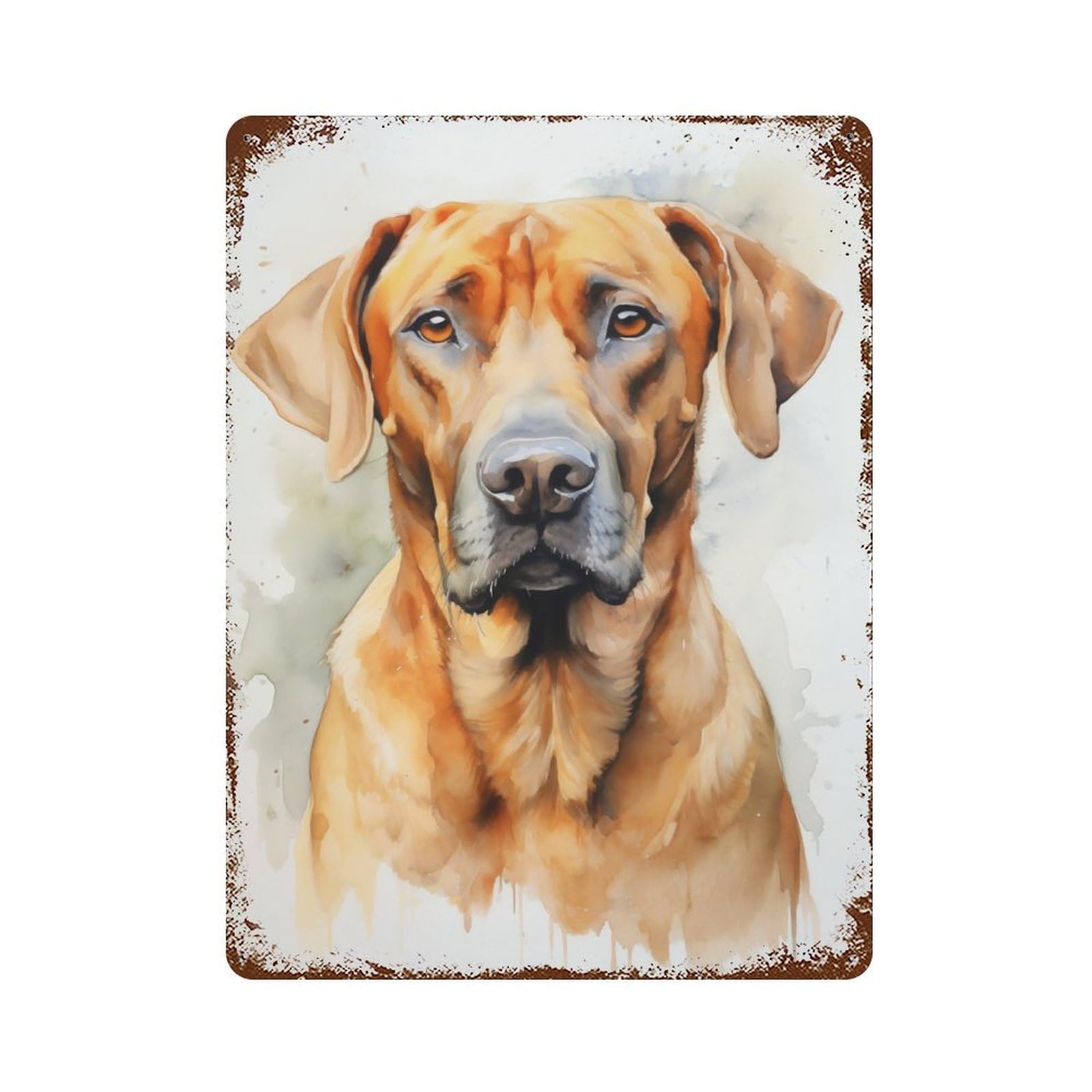 Vintage Rust Metal Sign with Rhodesian Ridgeback Dog Design 15.7"x11.8", for Shed, Workshop And Garage Wall Decor, Classic Wall Plaque
