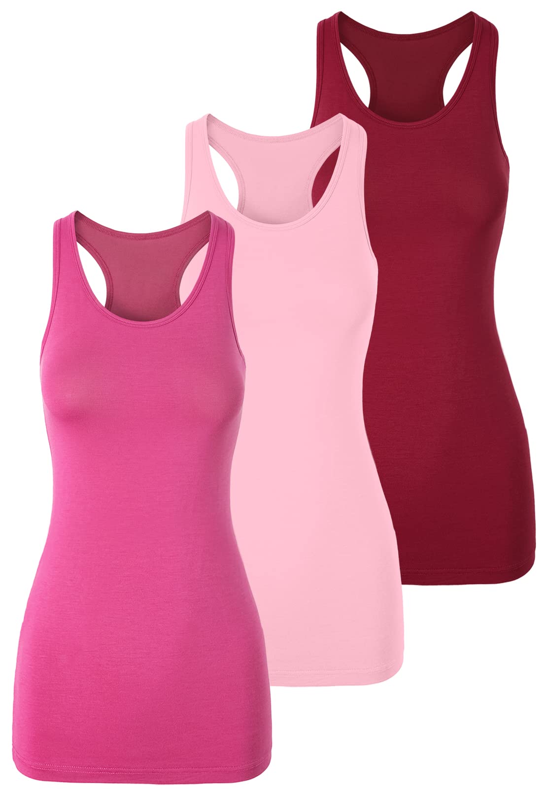 TAIPOVELong Tank Tops for Women Cotton Layering Racerback Extra Long Camisole Activewear 3packs