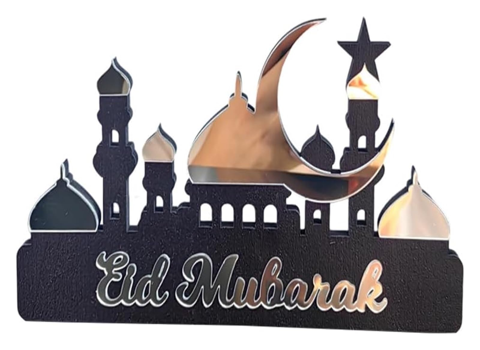 Ptrecniok Ramadan Decorations For Home Table， Ramadan Kareem Table Decoration Wooden Acrylic Eid Mubarak(Silver B,S)