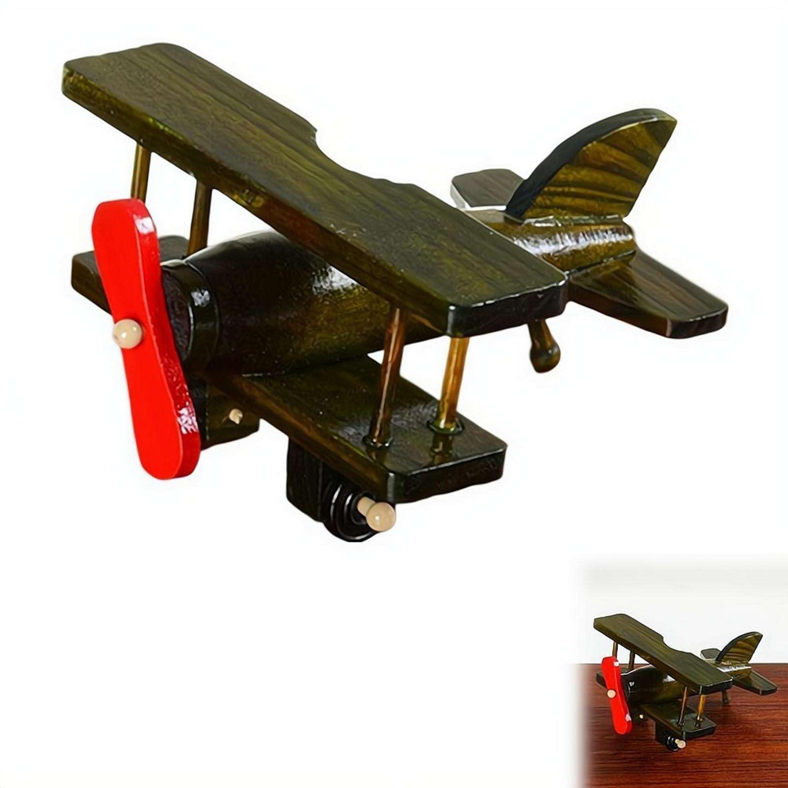Cikiki Wooden Airplane Decor,Vintage Wood Plane Model Ornament for Nursery Room Office Tabletop Shelf Cabinet Displays Home Desktop