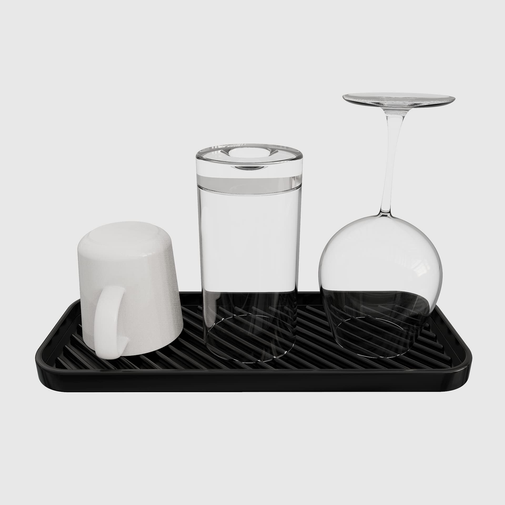 Siliconen zeepbakje, 2 stuks, cosmeticamat en onderzetter voor afdruiprek in de badkamer, mat voor kruidenpotjes in de keuken (zwart, S
