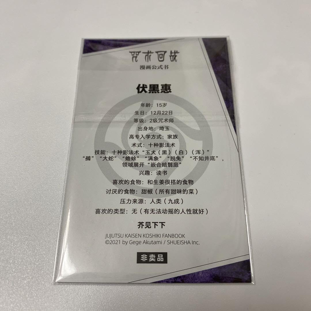 Amazon.co.jp: 呪術廻戦 中国版 中国 ファンブック 特典 イカード 伏黒