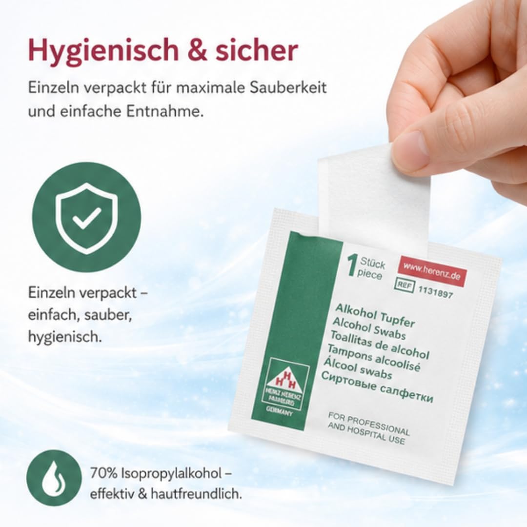Nettoyage d'alcool à 70% alcool isopropylique non stériles emballés individuellement ungefaltet 6 x3 cm Boîte à 100 Pcs