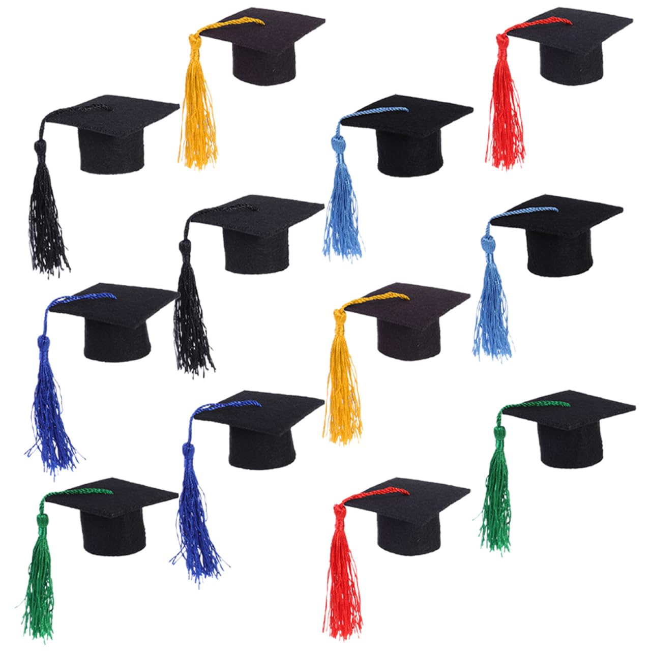 OSALADI 12 Pcs Mini Graduation Cap Bottle Toppers, Cute Graduation Hat for Wine Bottles, Party Supplies, Assorted Colors, Party Decorations
