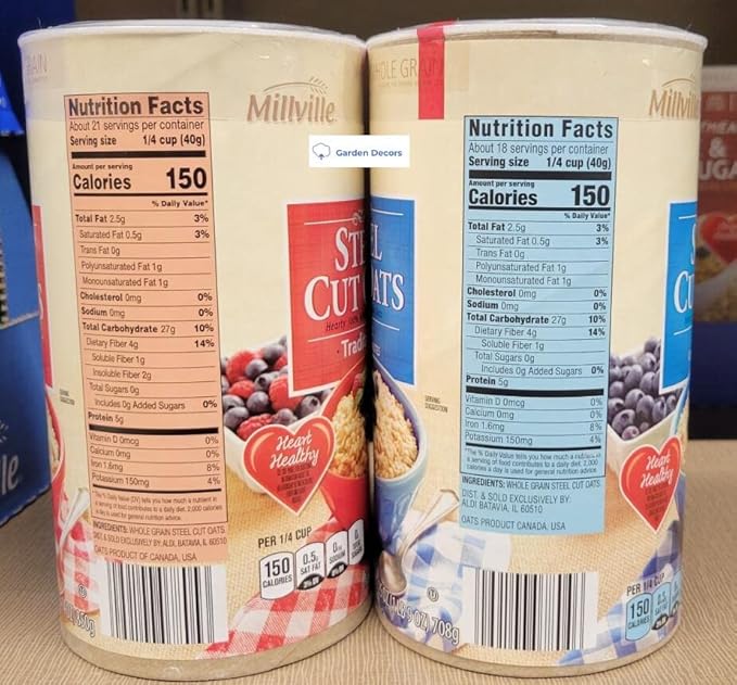 Millville Steel Cut Oats Avena Integral Tradicional y Rápida 2 Tubos miniatura 2