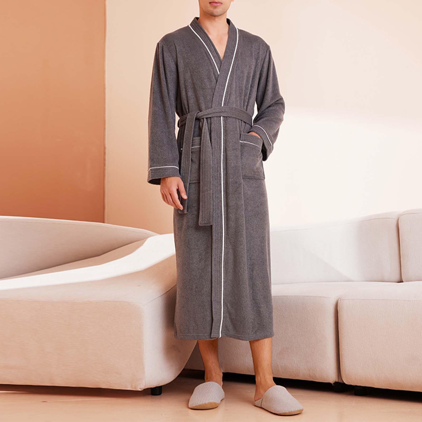 Générique Peignoir de Bain Homme Robe de Chambre Homme Peignoir de Bain Kimono carré pour Spa, Doux et léger, pour hôtel