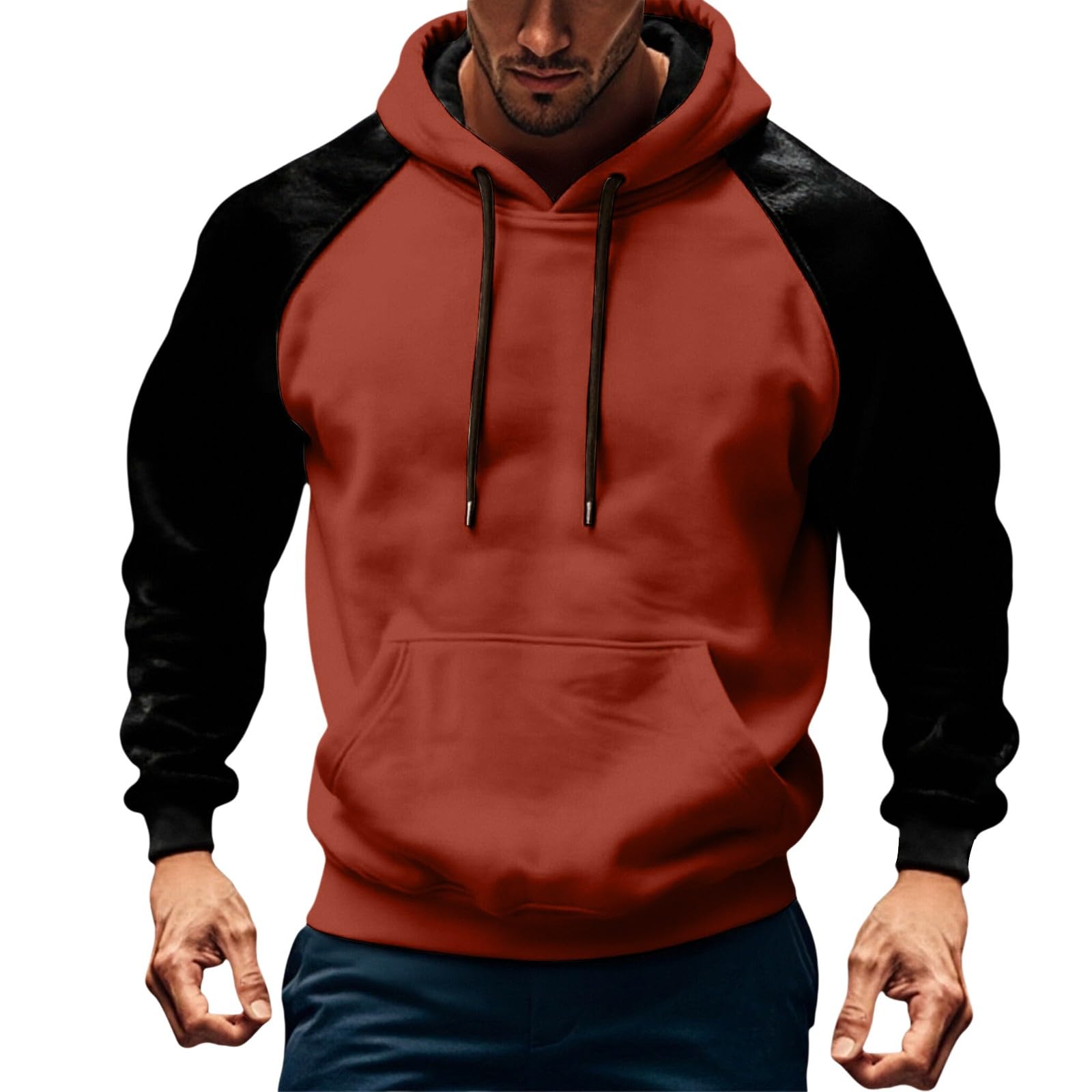 Sudaderas De Hombre Sudadera con Capucha Ante para Hombre, Tejido Grueso, Ideal Otoño E Invierno, Estilo Casual Y Deportivo, Bolsillo. Naranja (Orange, M) Oversized Gym Impermeable