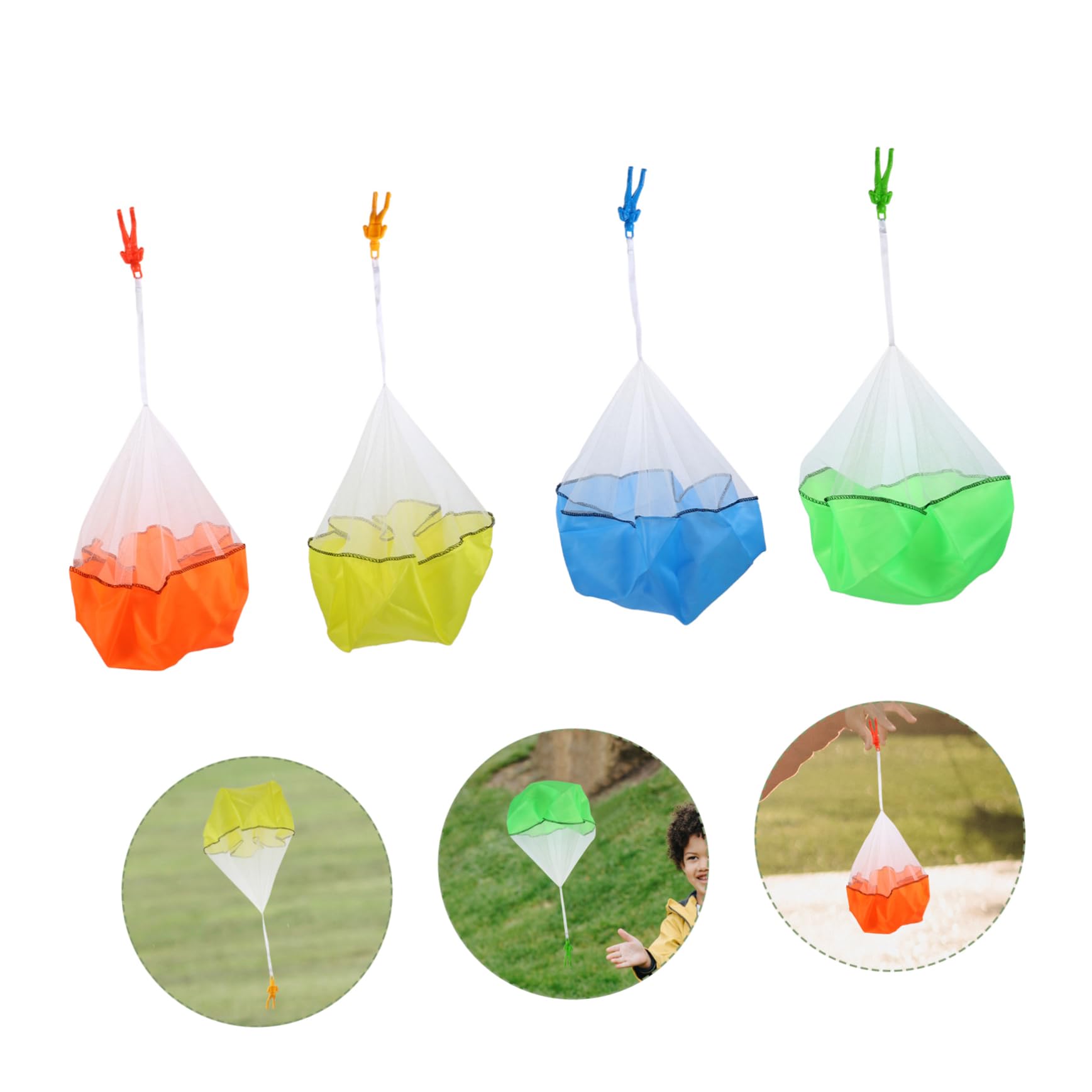Toyvian 3sets Parachute Toys for Kids Outdoor Activity Hand Throw Lightweight Recyclable Imitate Parachute 6pcs*3