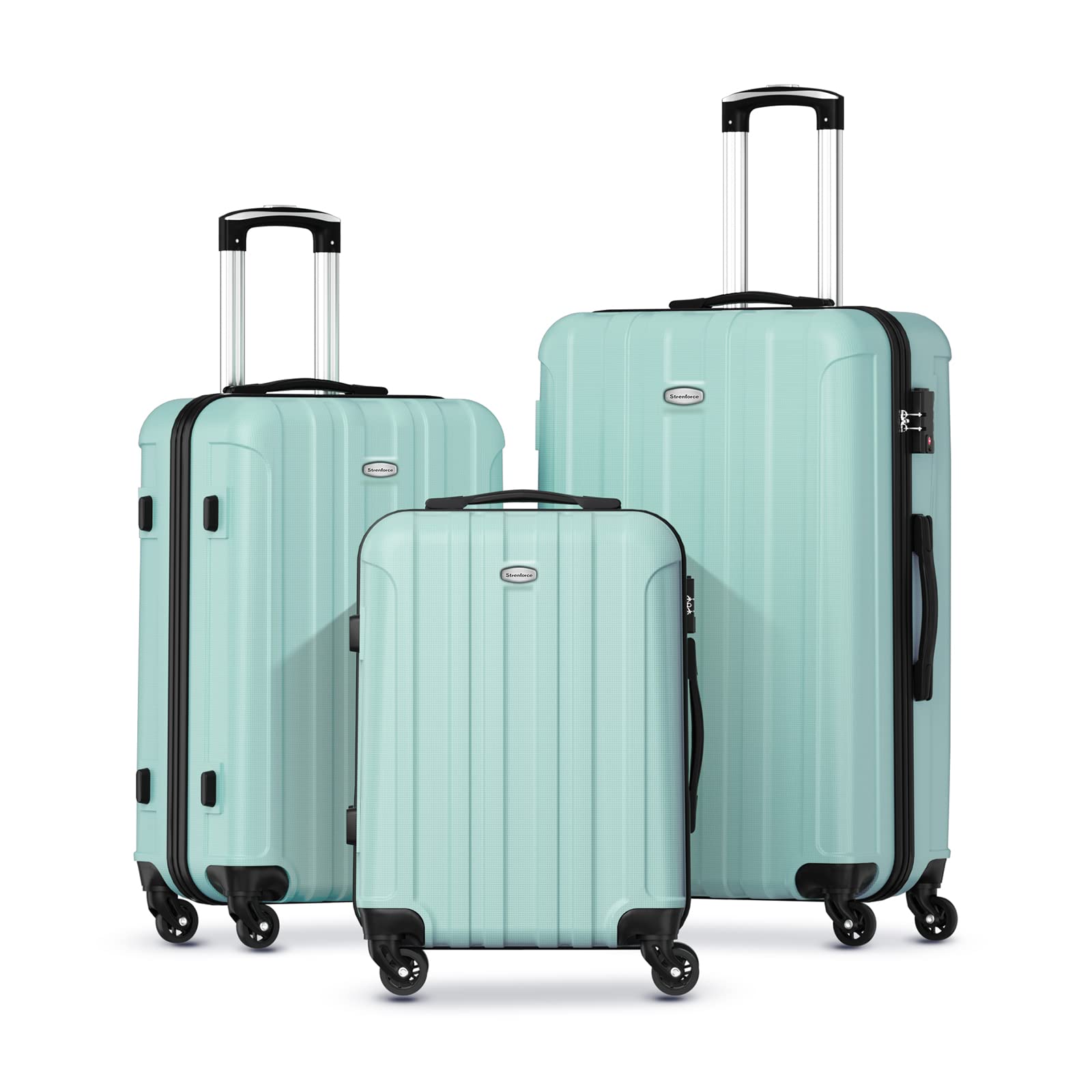 Strenforce 3-Piece (20/24/28)" Suitcase Set Spinner Wheels ABS Lightweight Luggage Sets with TSA Lock, mint green