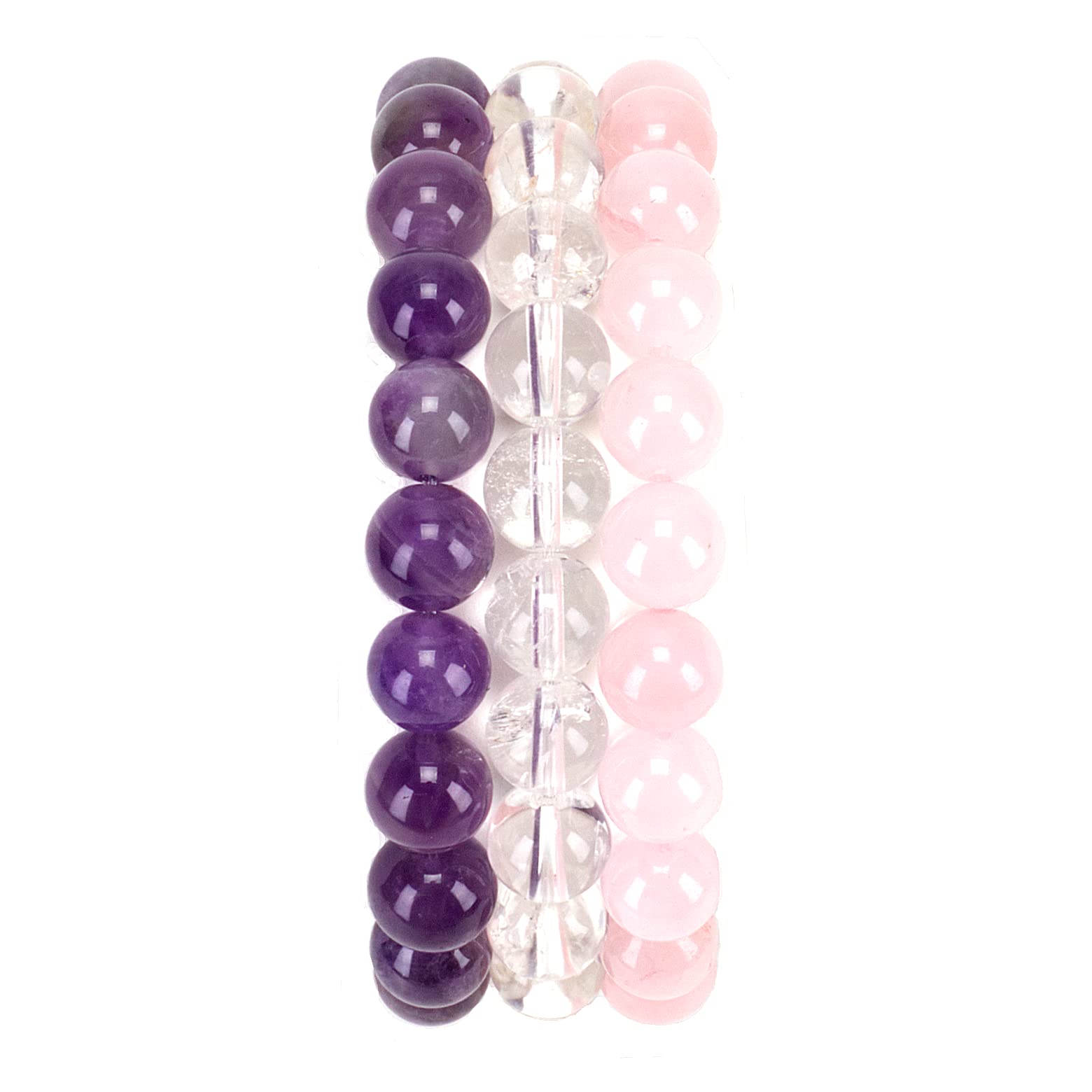 Cherry Tree Collection Gemstone - Small, Medium, Large Sizes - 3 Beaded Bracelet Set With Gift Box - Bracelets For Men, Women, and Teens - 8mm Beads