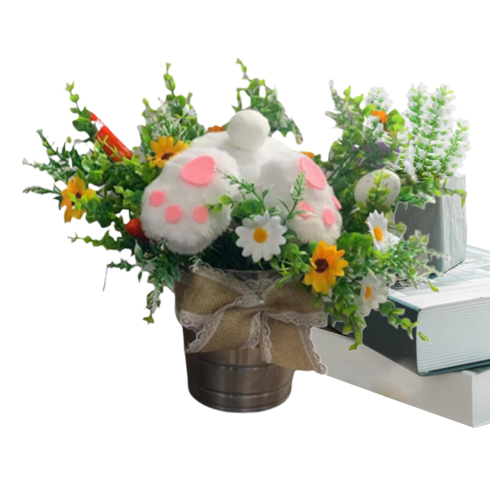Œufs et lapin en peluche en pot de Pâques, cadeau pour anniversaire et école