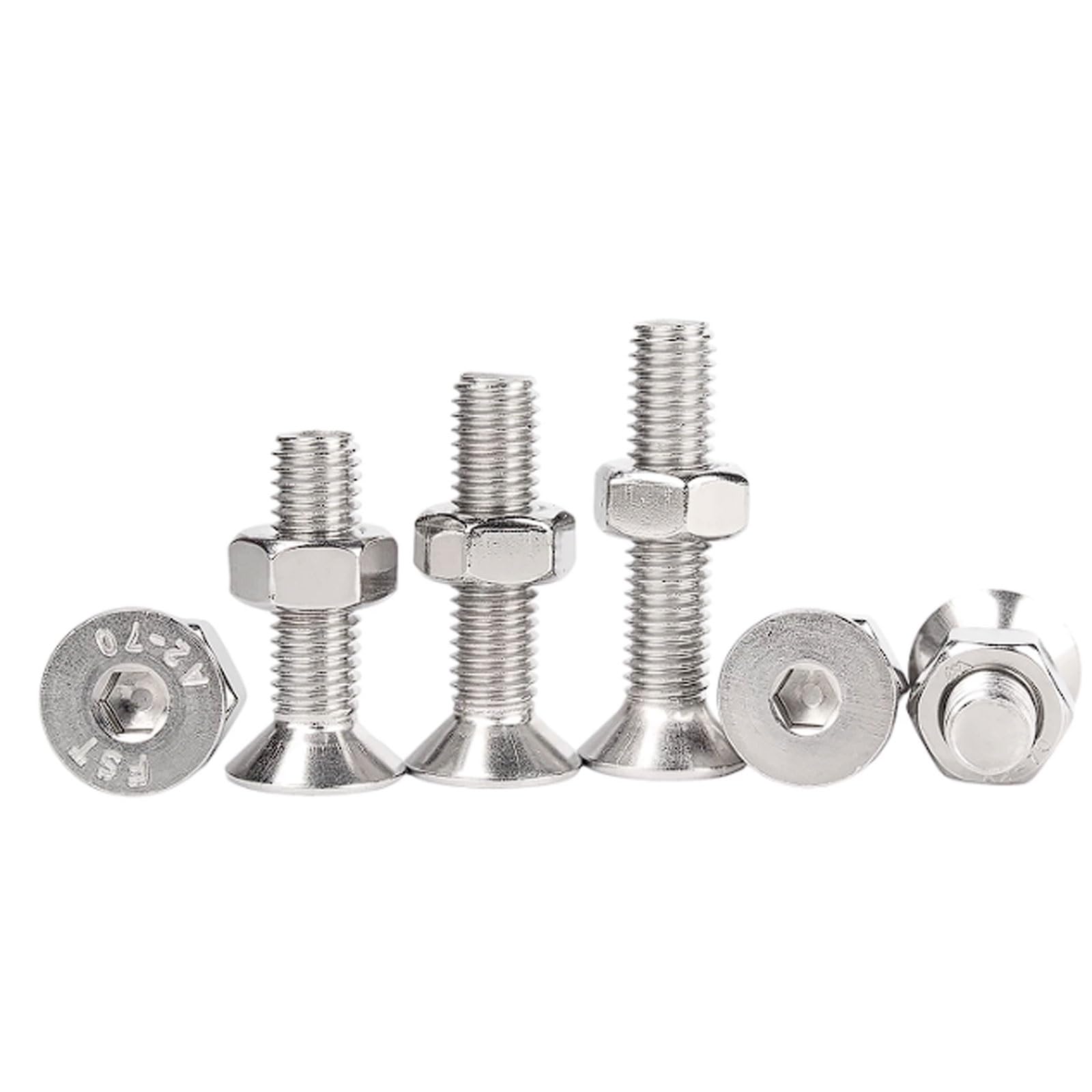 Kit di viti e dadi a testa esagonale svasata M6 in acciaio inossidabile 304, 40 set