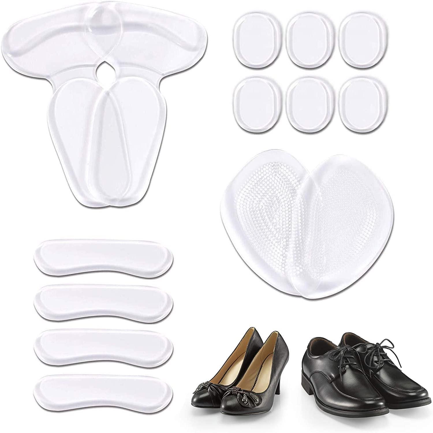 Jac&Olvia High Heel Pads Heel Cushion Inserts Gel Heel Cushion Inserts for Women Men Foot Care Protector (A-clear)
