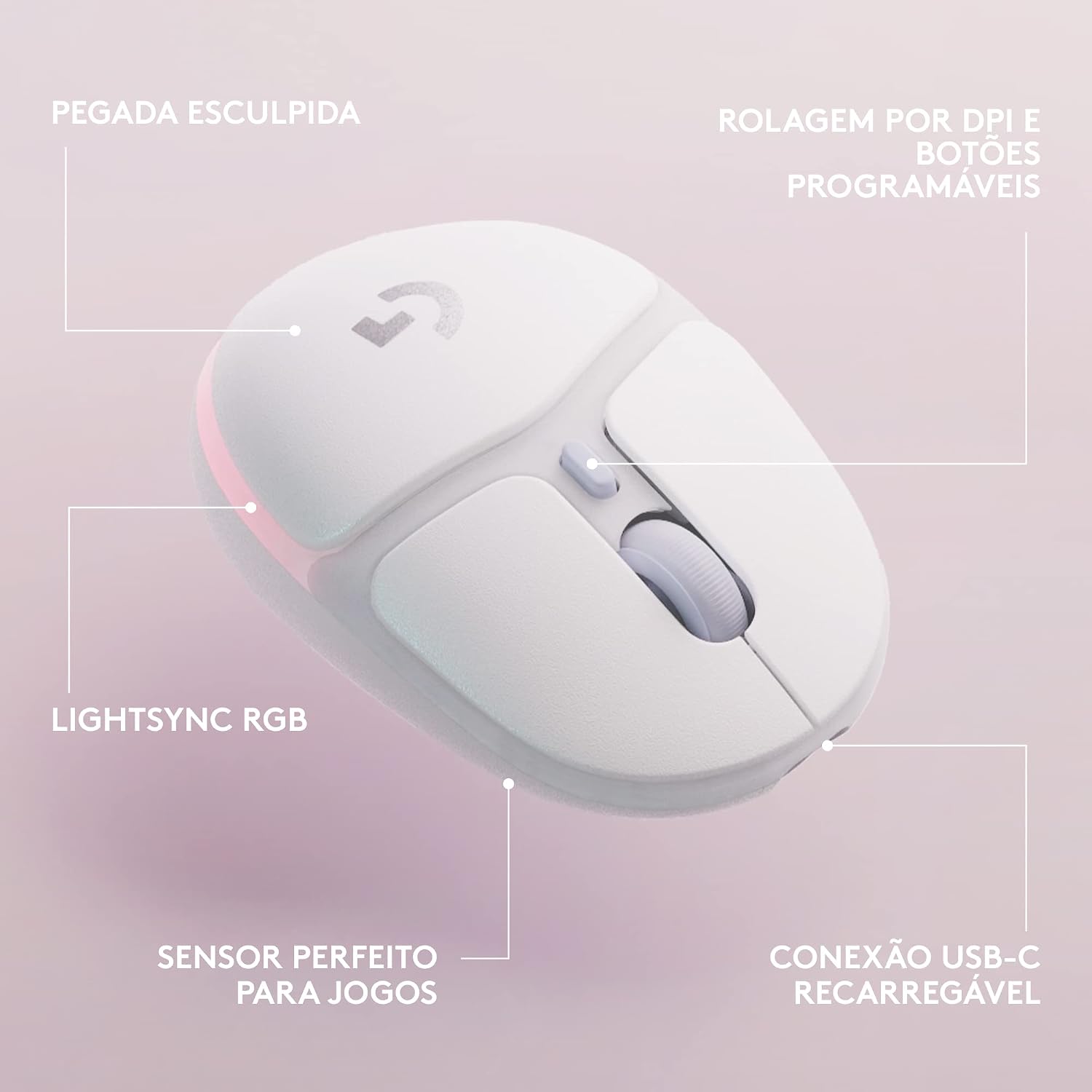 Mouse Gamer Sem Fio Logitech G705 LIGHTSPEED com RGB LIGHTSYNC, Design Compacto, 6 Botões Programáveis, Bateria Recarregável, Conexão Bluetooth, Compatível com Windows, macOS, iPadOS, iOS