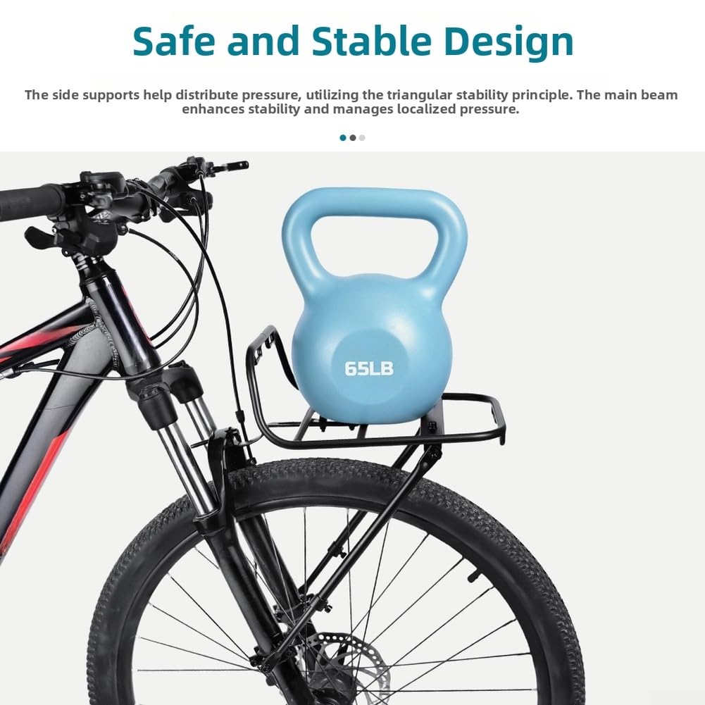 Yhenlovtt Porte-bagages avant de vélo en alliage d'aluminium, support de bagages VTT robuste avec support de fourche de rangement pour sacoches et équipement