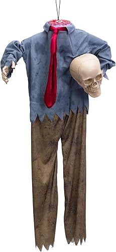 HollyHOME Fantasma colgante de Halloween fantasma sin cabeza con sonido espeluznante y cuerpo tembloroso, decoración de Halloween, accesorio de casa