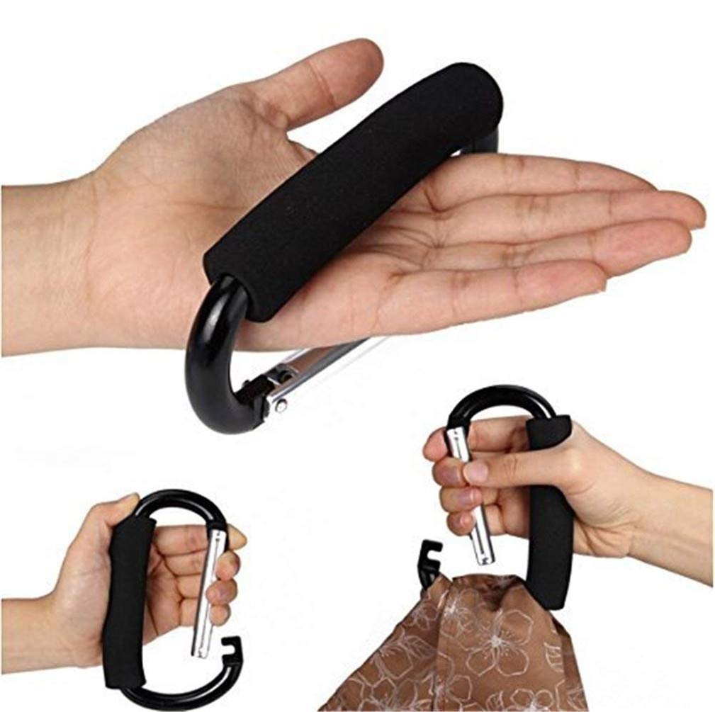 HAME Baby Stroller Clip Hooks Baby Pushchair Pram Hanger Baby Shopping Bag Holders (Black)