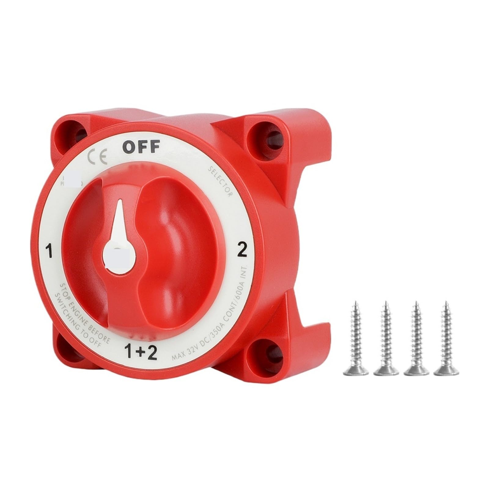 Luminous 32V 350A 2 Battery Disconnect Switches 4 Position Isolator Disconnect Rotary Switch for Marine Boat Truck RV(Red)