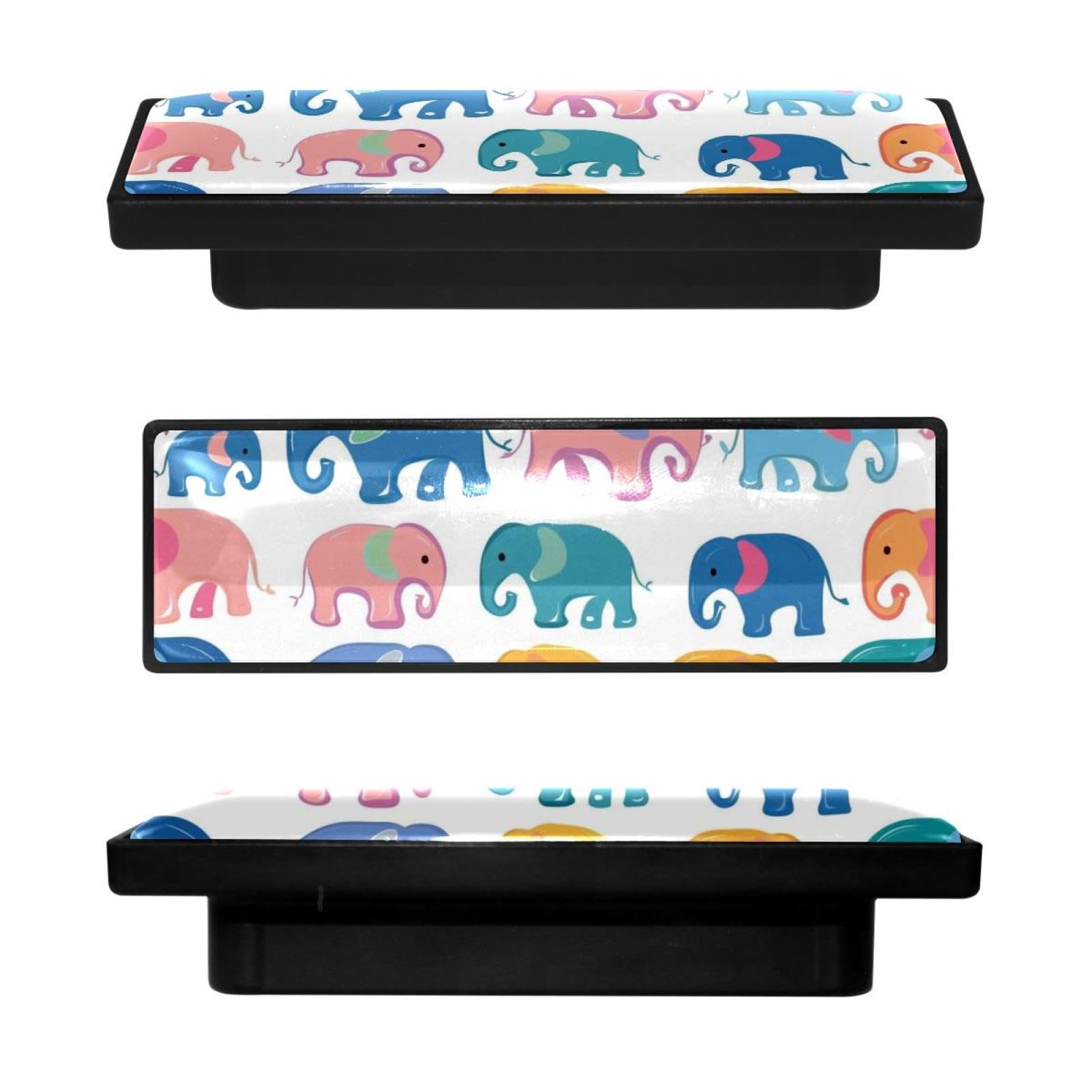 Boutons de commode rectangulaires décoratifs au design artistique éléphant pour tiroir