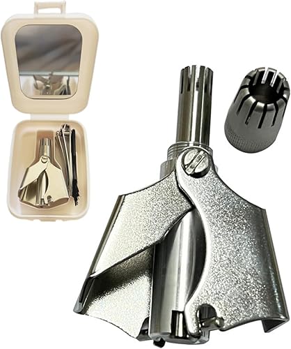 Recortador manual de orejas y nariz para hombres y mujeres, sin batería, impermeable, portátil, con 12 cuchillas afiladas y cortaúñas adicionales