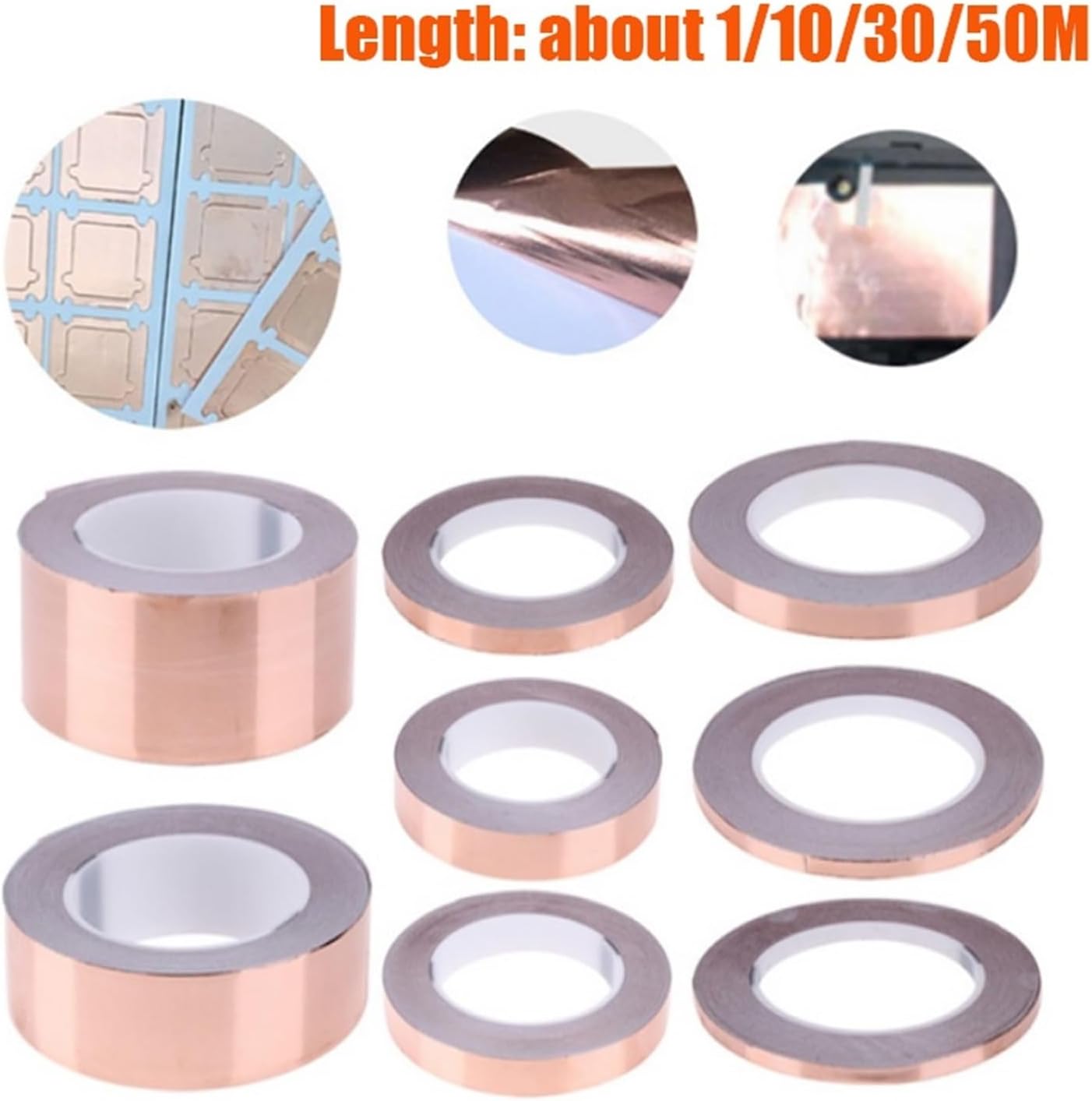 1/10/30/50 Meters 1roll Single Side Conductive Copper Foil Tape Strip Adhesive Shielding(15mm x 20M)